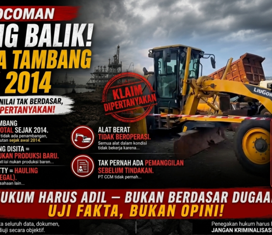PT COCOMA BALIK TUDUHAN TAMBANG ILEGAL: “TAK ADA AKTIVITAS SEJAK 2014 — JANGAN BANGUN PERKARA DARI NARASI, BUKAN FAKTA”