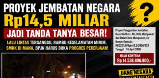PROYEK JEMBATAN NEGARA Rp14,5 MILIAR JADI TANDA TANYA BESAR: LALU LINTAS TERGANGGU, RAMBU KESELAMATAN MINIM, SMKK DI MANA, BPJN HARUS BUKA PROGRES PEKERJAAN
